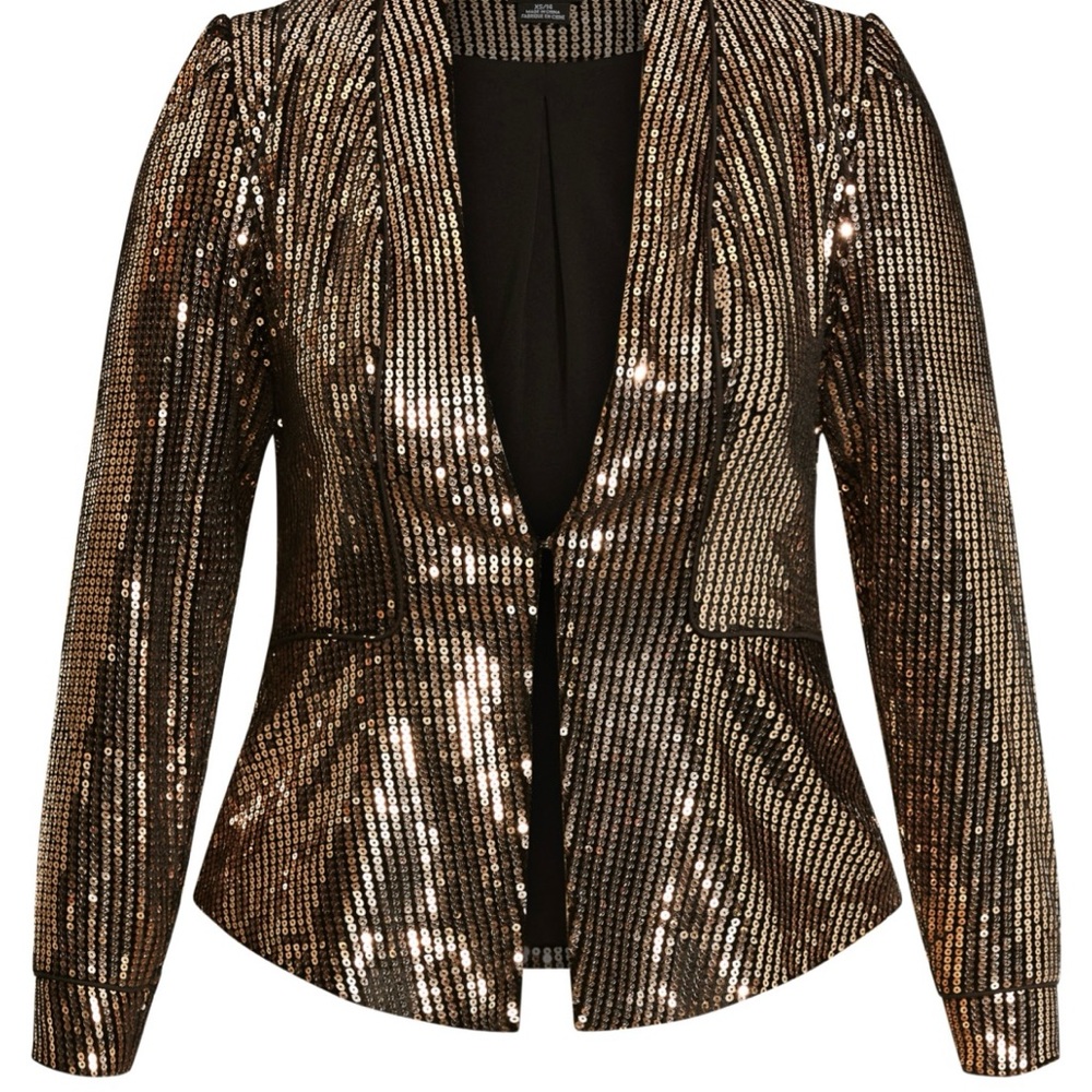City chic sequine jacket blush color